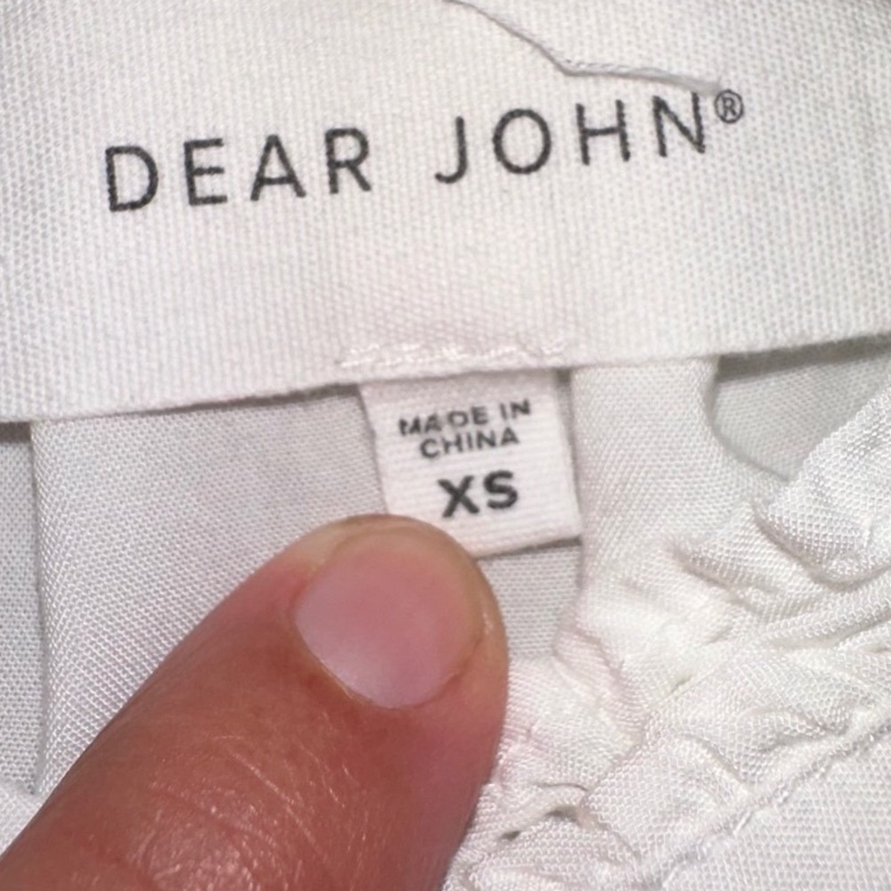 Dear John White Ruffle High Neck Button Down Blouse DSH1164M2WHT XS - Picture 3 of 7